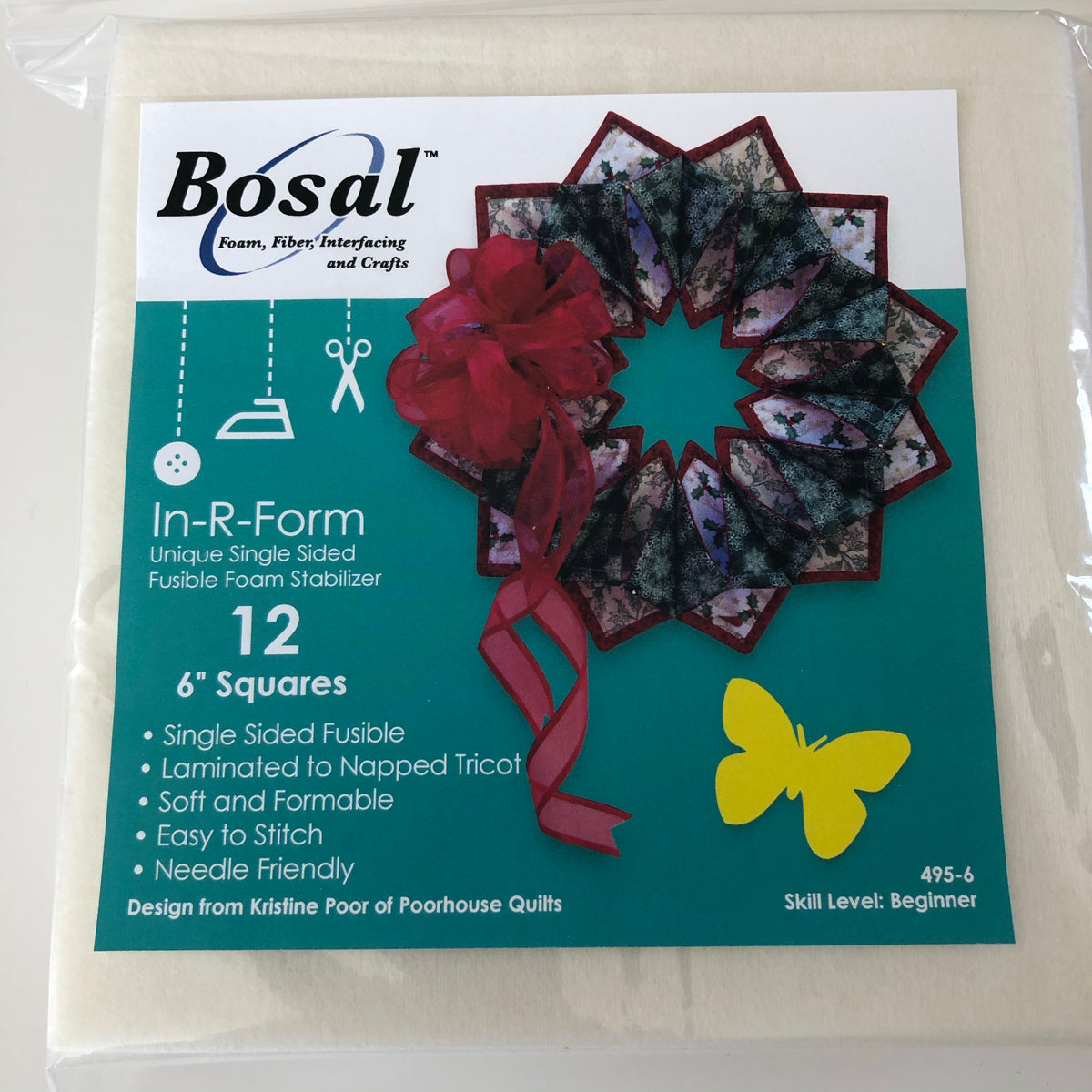 Bosal In-R-Form Single-Sided Fusible Foam Stabilizer- 12 pcs 6 x 6