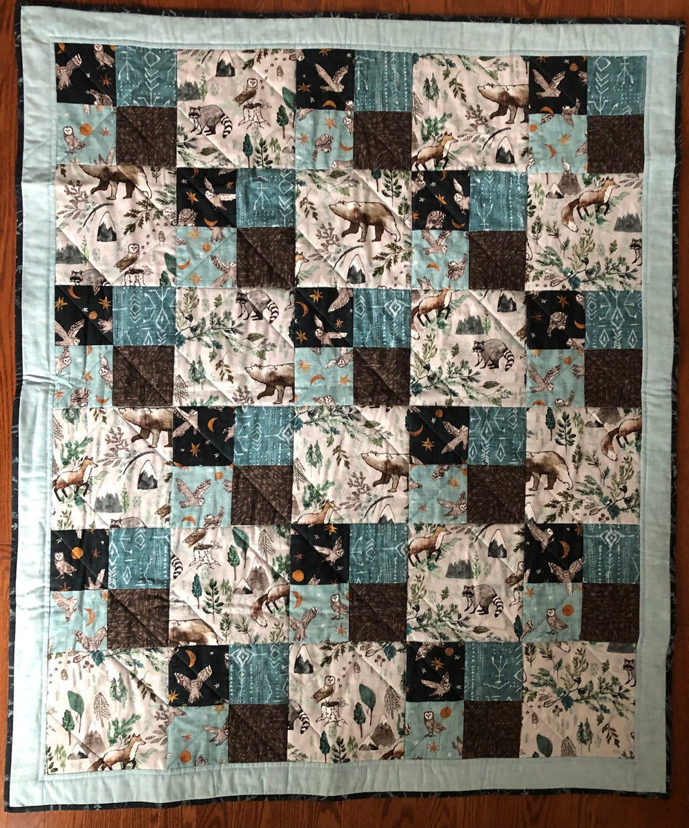 4 PATCH FOREST FABLE kid size quilt kit Quilter's Nine Patch