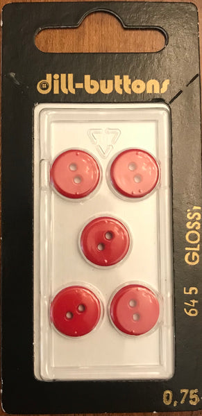 GLOSSY RED (11mm) - Dill Buttons (5 buttons)