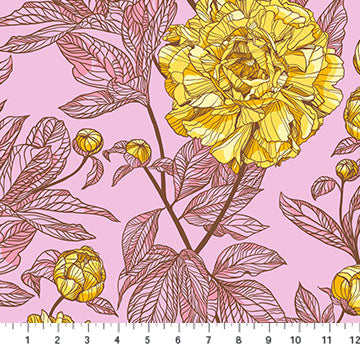 INDELIBLE (Peony Sunshine 108"wide) - fabric price per 1/4 meter