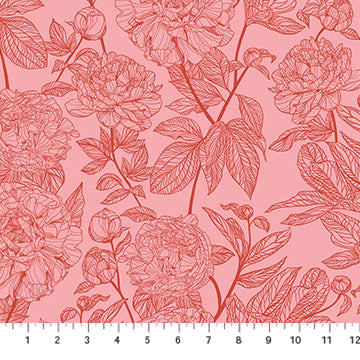 INDELIBLE (AM peony rouge) - fabric price per 1/4 meter