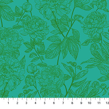 INDELIBLE (AM peony jade) - fabric price per 1/4 meter
