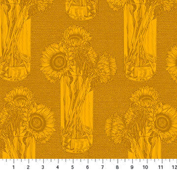 INDELIBLE (AM sunflowers saffron) - fabric price per 1/4 meter