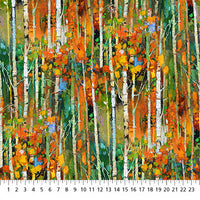 SILENT LAKE (autumn trees-orange peel) - fabric price per 1/4 meter