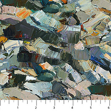 SILENT LAKE (rocks-gray) - fabric price per 1/4 meter