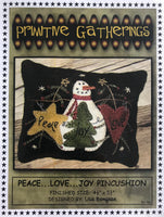 PEACE LOVE JOY PINCUSHION - wool pincushion pattern