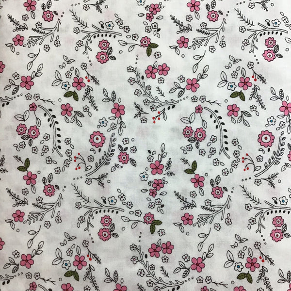 FOREST FLOWERS (DH8576-SWHT-D) - fabric price per 1/4 meter