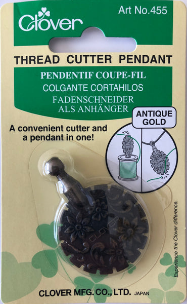 CLOVER THREAD CUTTER PENDANT - antique gold