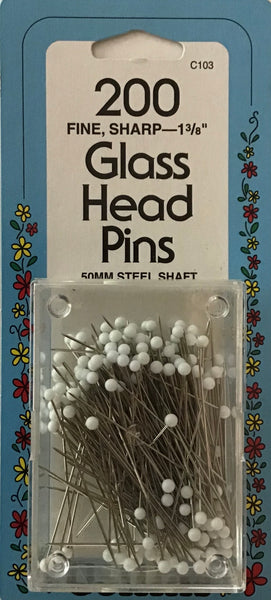 COLLINS GLASS HEAD PINS - 200pins