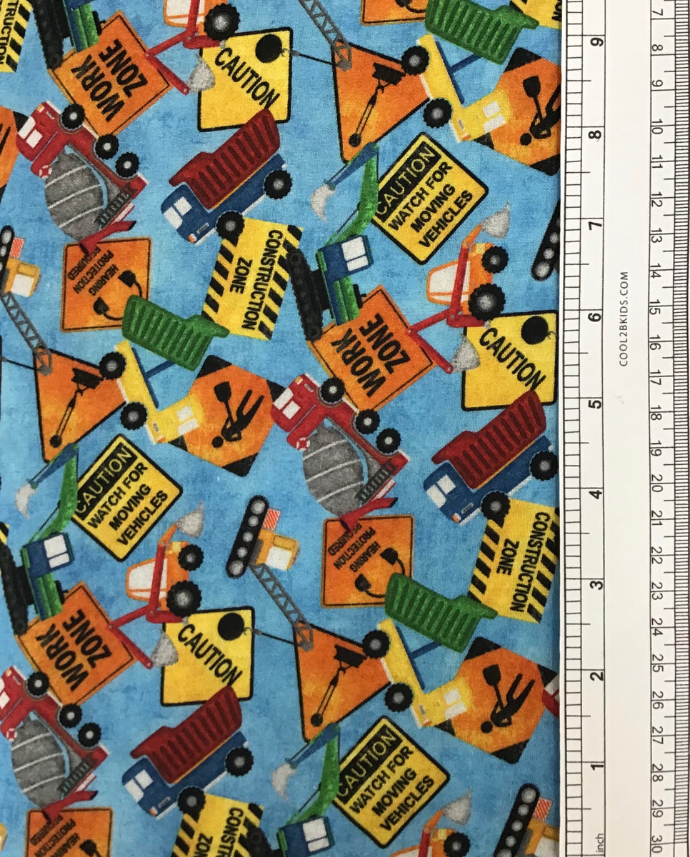 CONSTRUCTION ZONE (VEHICLES/SIGNS-23262-44) - fabric price per 1/4 met ...