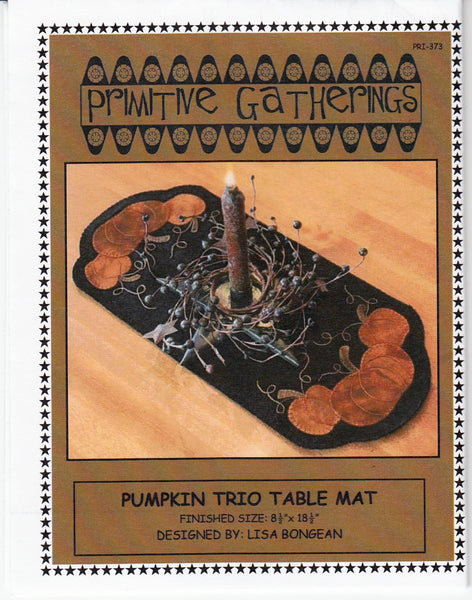 PUMPKIN TRIO TABLE MAT - wool table mat pattern